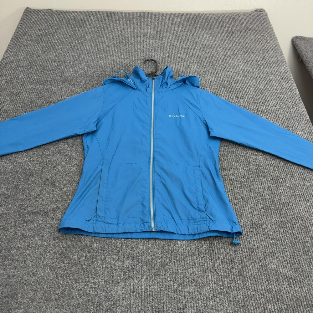 Columbia Jacket Womens S Blue Nylon Hooded Full Zip Outdoor Gorpcore Style